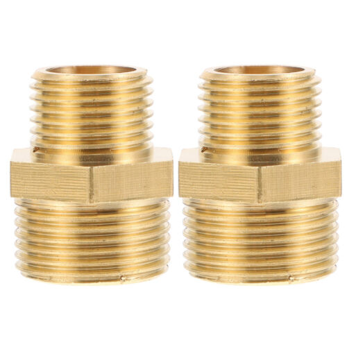 2x Messing Rohrverbinder 3/4*1/2, Gewindeanschluss, Sechskantstecker (gold) - Bild 1 von 12