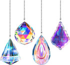 4 Pieces Crystal Ceiling Fan Pull Chain Rainbow Pull Chain Extension with Connec