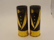 Old Southern Brass 12 Gauge Shotgun Shell Shot Glasses, set of 2~VGC ~3.5”tall