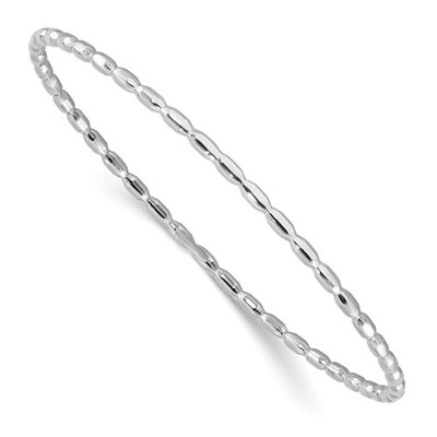 Sterling Silber rhodiniert poliert 2,30 mm Slip On Armreif Armband 4,48 gm