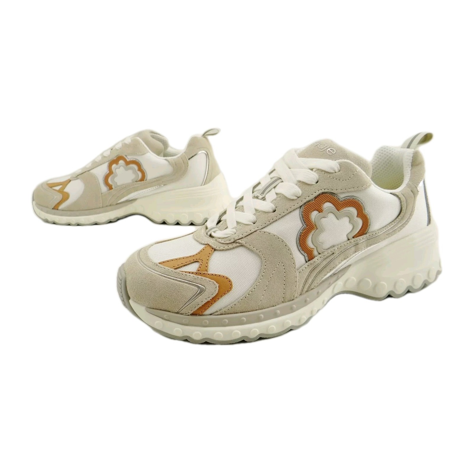 Maje Sneaker Low Sport Shoes Rose Ecru Womens Logo Patch White Mesh 39 image 2