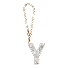 Letter Bag Charm Bling Glitter Letter Charm Initial, White, Y Shape