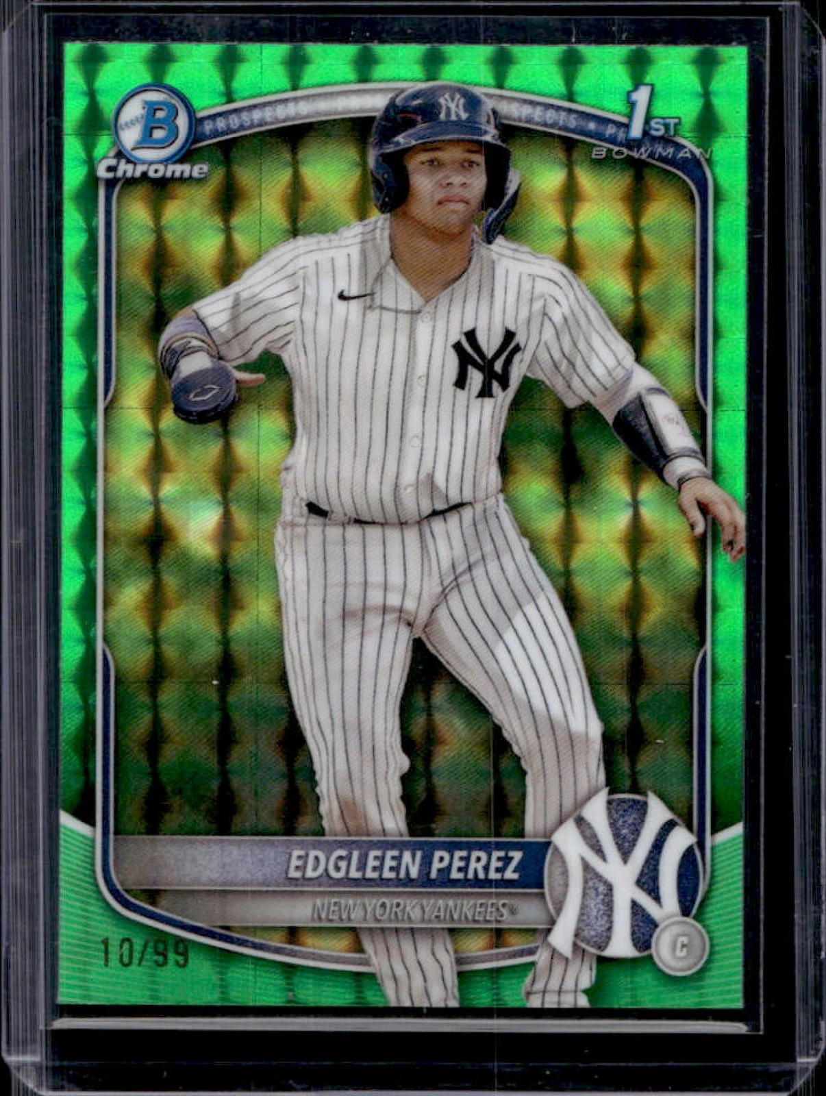 2025 Bowman Edgleen Perez Chrome Green Geometric Refractor 1st #10/99