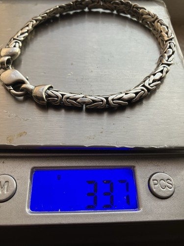 Bracciale bizantino vintage argento sterling 9” unisex 33,7 grammi chiusura aragosta - Foto 2 di 8