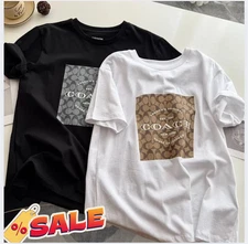 NWT COACH Men's Women’s Unisex White black T-shirt COTTON !! SUPER HOT IN SUMMER