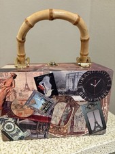 Box Vintage Paris Decoupage Pocketbook With Mirror And Lined. G6