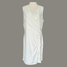 Lauren Ralph Lauren Sheath Dress Women’s Plus Size 18 White Ruched Scoop Neck