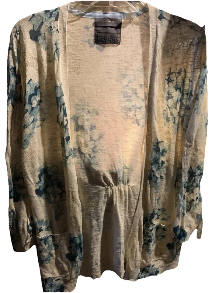 Кардиган Guinevere с открытой передней частью средний новый цветочный блеск цвета слоновой кости ANTHROPOLOGIE I9 - Изображение 3 из 4