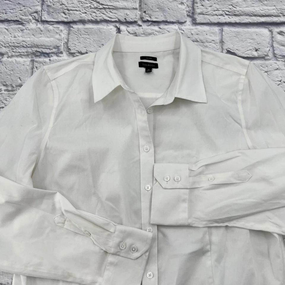 Talbots Womens White Button Up Shirt Non Iron Size 10 Cotton Spandex - Image 2 of 4