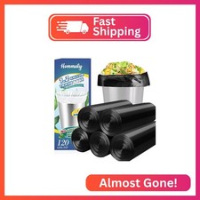1.2 Gallon 1-1.2 Gal 120 pcs Small Black Trash Bags, Strong 1 Gallon 1.2 Gallon