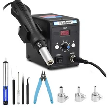 Hot Air Rework Station,110V SMD Soldering Stations with Heat Gun Set,Adjustab...