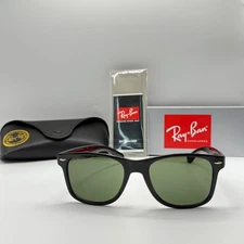 Ray-Ban RB2140 Wayfarer Sunglasses Unisex Black Frame 56mm Green Lens UV