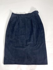 Vtg 1989 Ralph Lauren Blue Suede Side Zip Pencil Skirt Sample Boutique Piece