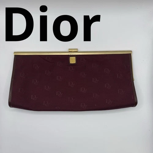 Sac pochette toile bordeaux Dior Gama Uuid 28x14 cm état d'usage