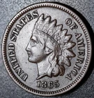 1865 INDIAN HEAD CENT - With LIBERTY & DIAMONDS - XF EF
