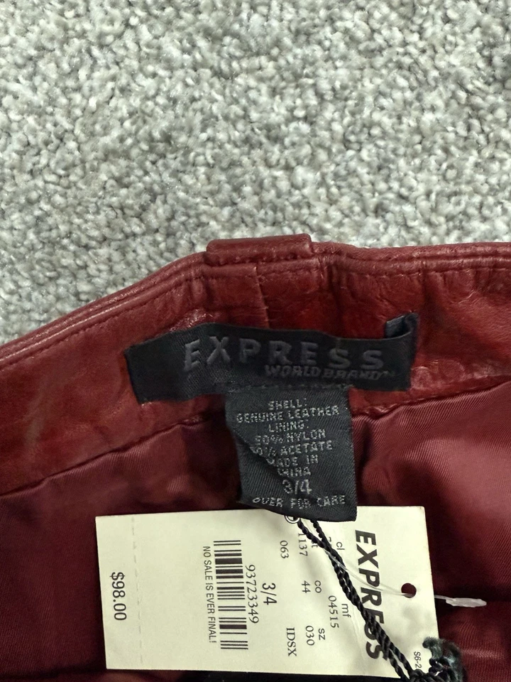 NEW Express Leather Mini Skirt Red Size 3/4 Sexy Party New - Image 4 of 4