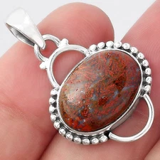 Natural Red Moss Agate 925 Sterling Silver Pendant Jewelry P-1639