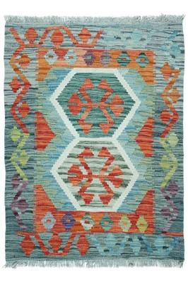 NavaRugs Kelim Teppich 90x71cm Afghan Handgewebt Orientteppich Wolle Kilim Rug