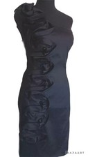 Adrianna Papell Black One Strap Fitted Dress Couture Stlye Sz L Coctail Prom