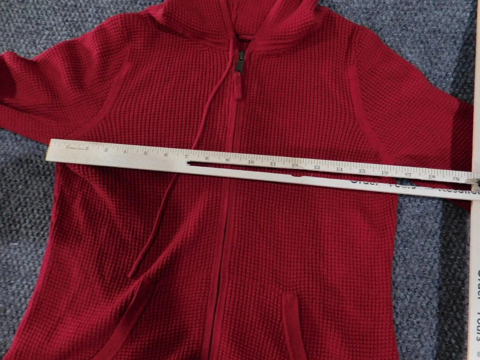 Ann Taylor Loft 连帽衫女式小号全拉链华夫格针织夹克休闲套衫 — 第 4/4 张图片