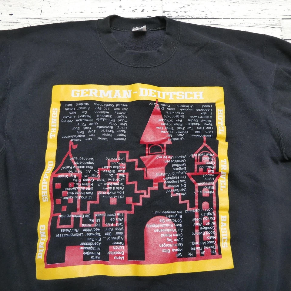 Sudadera Soffe De Colección Para Hombre Grande Alemana Deutsch Gráfico de Viaje Años 90 Cuello Redondo Foto 2 de 4