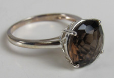 Brazilian Smoky Quartz Sterling Silver Solitaire Ring 9.0 JK101