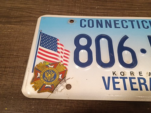Vintage Expired Connecticut Veteran license plate Tag Flag 806-FCN Vanity - Picture 3 of 11