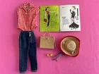 Vintage Barbie Picnic Set  #967 Shirt Jeans Hat Picnic Basket Single Gold Shoe