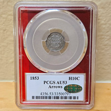 1853 Seated Liberty Half Dime Arrows PCGS AU53 Silver 0.9 Philadelphia KM4356.53