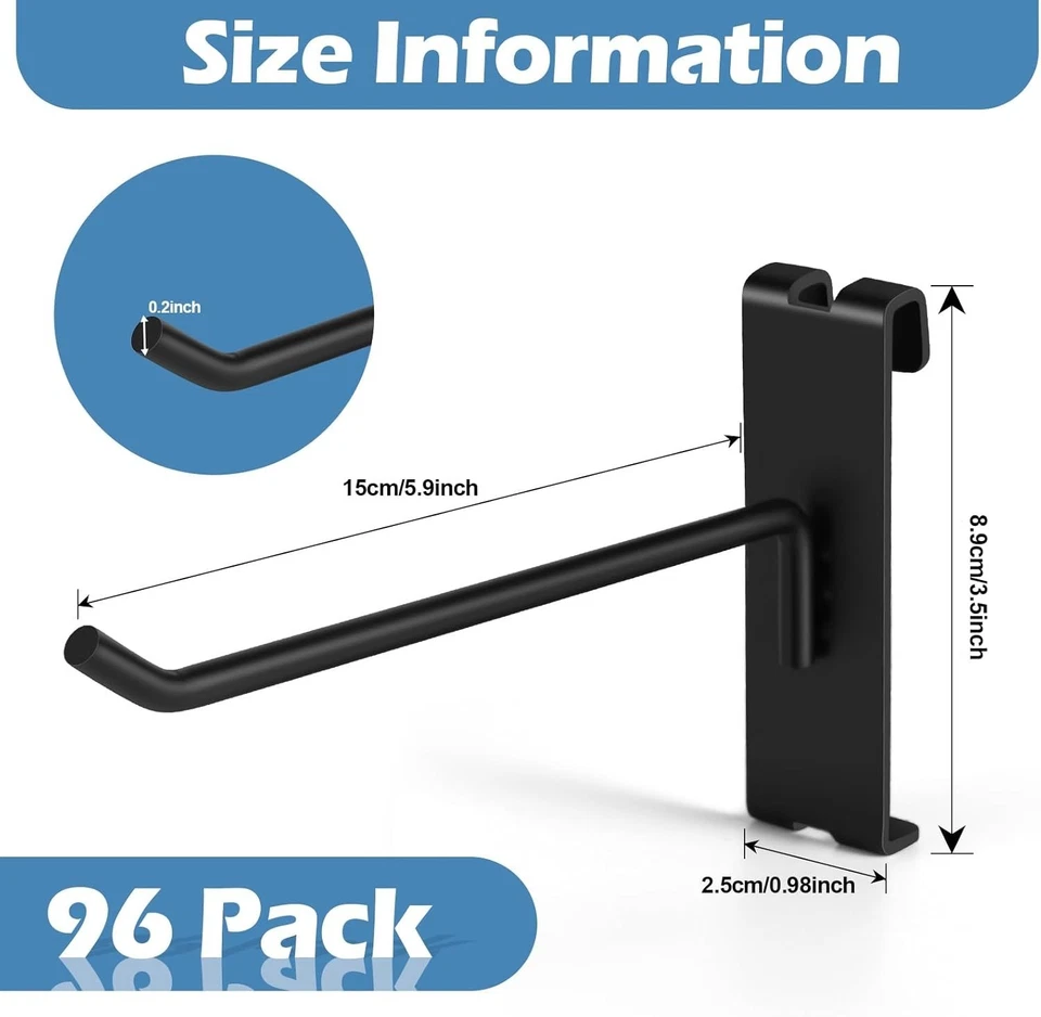 6" Black Gridwall Hooks, Pack of 96, Heavy Duty - Image 4 of 4