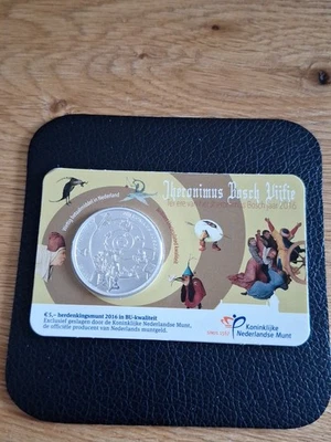 5 Euro Coincard Niederlande Hieronymus Bosch Versilbert 2016 Top-Zustand - Bild 1 von 4