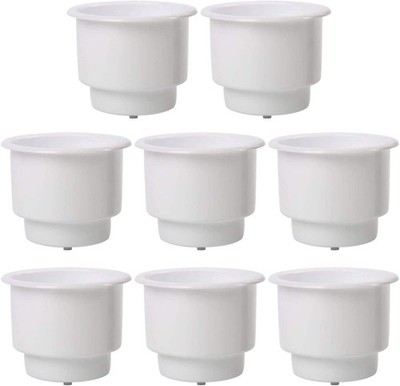 8 PCS Recessed Drop in Plastic Cup Drink Can Holder with Drain White Boat RV