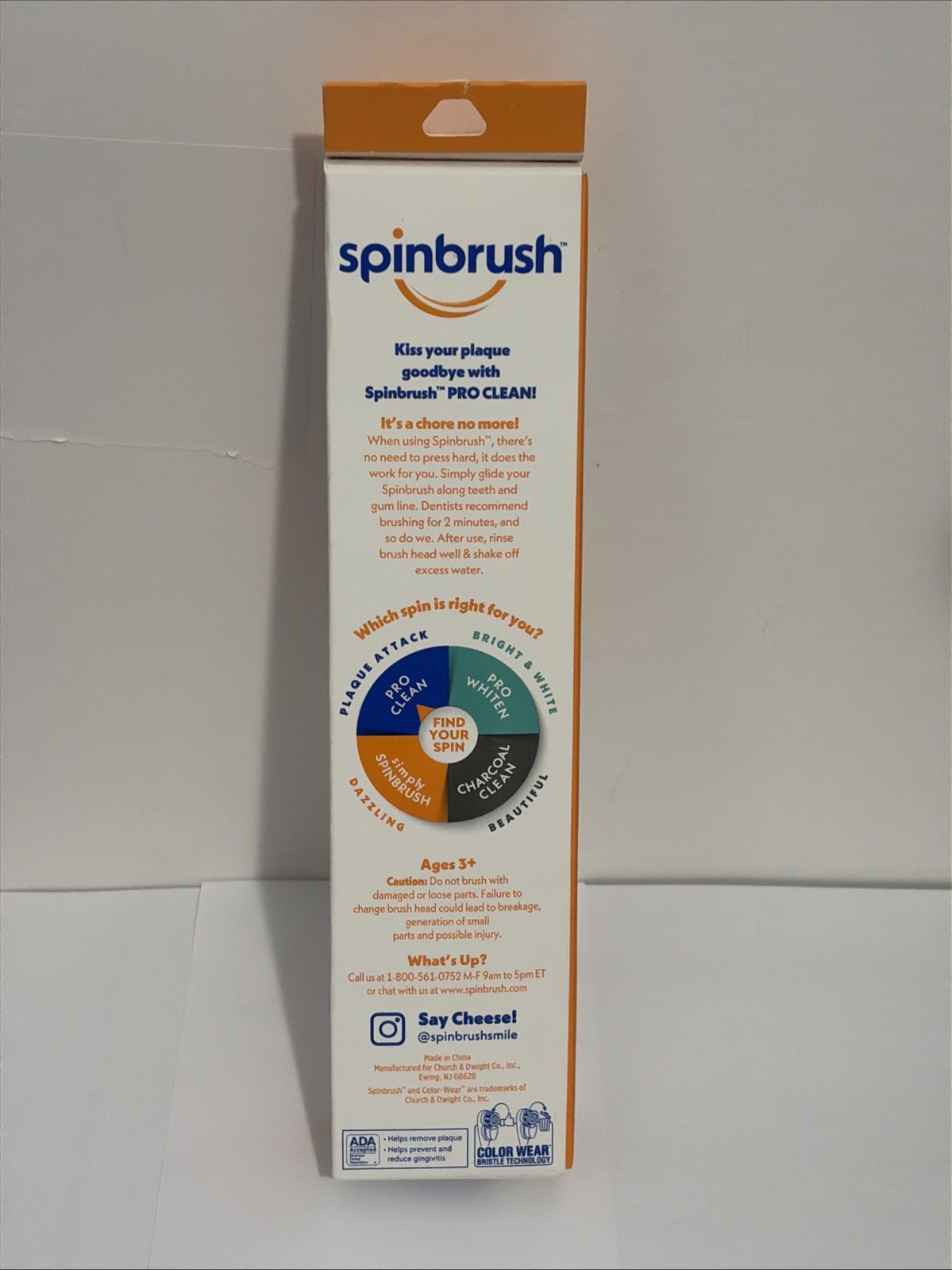Spinbrush PRO CLEAN Battery Powered Toothbrush for Adults Soft Bristles Blue