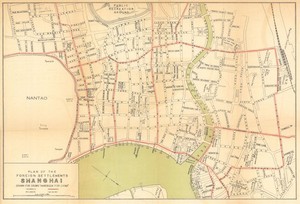 City plan of the Foreign Settlements in Shanghai, China by Carl Crow 1933 map