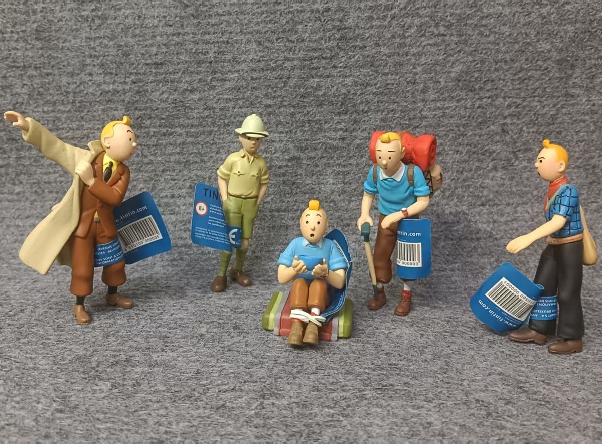 lot of 5 The Adventures Of Tintin PVC Cake Toppers Figures 4CM-8CM