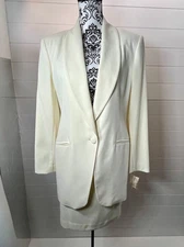 Speigel Women Polyester Skirt Suit Sz 10P Shawl Collar Lined 2PC Corporate Y2K