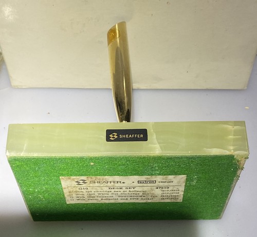 Juego de escritorio Sheaffer vintage jade verde soporte para bolígrafo en caja con bolígrafo modelo g10 - Imagen 5 de 6