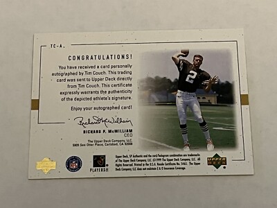 Tim Couch 1999 SP Authentic Player's Ink Autograph Auto Card