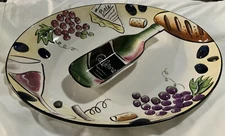 Clay Art BUON VINO China Chip & Dip Set Cabernet Wine Bottle Grapes