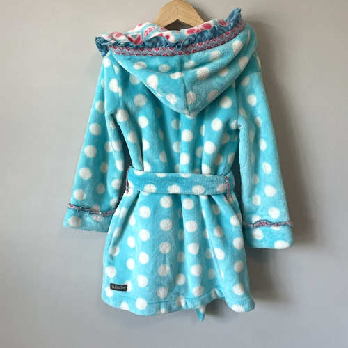 Matilda Jane Robe Silver Pieces Girls Sz Small S 4-6 Blue Pink Plush Hood Short - Picture 2 of 11