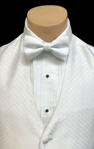 Men's Barassi White Tuxedo Vest & Tie Bow Long Cruise Groom Wedding Party Prom - Picture 5 of 6