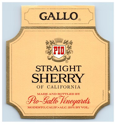 1950's-70's Gallo Straight Sherry #2 California Wine Label Original S58E