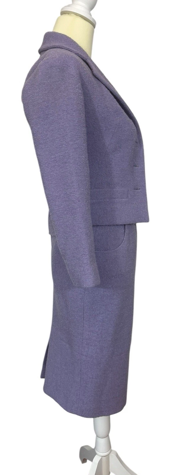 Giacca tuta CHANEL 12C strass bottoni gonna 36 4 gonna 34 2 viola donna