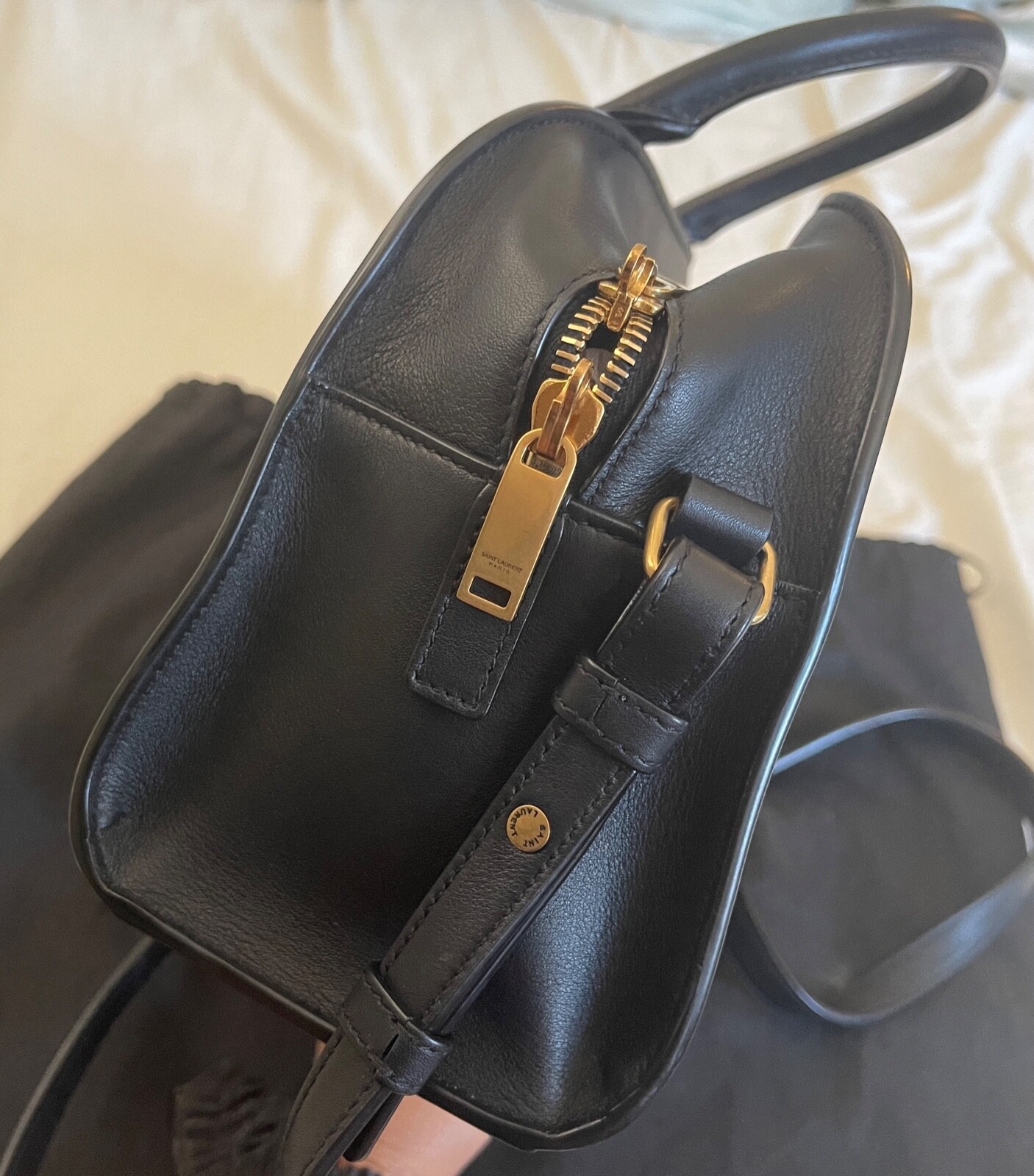 YSL Saint Laurent Lock borsone bambino liscia pelle di vitello manico superiore a tracolla