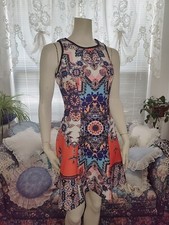 My Michelle Sleeveless Floral Geometric Multicolored Dress in Medium