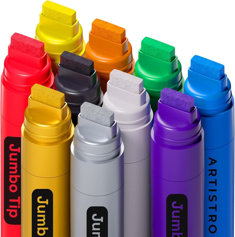 ARTISTRO 10 Poster Markers Jumbo Set Acrylic with 15mm Wide...