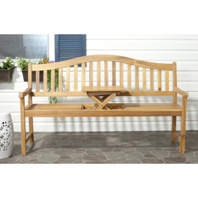 SAFAVIEH Outdoor Collection Mischa Bench | Natural Brown |