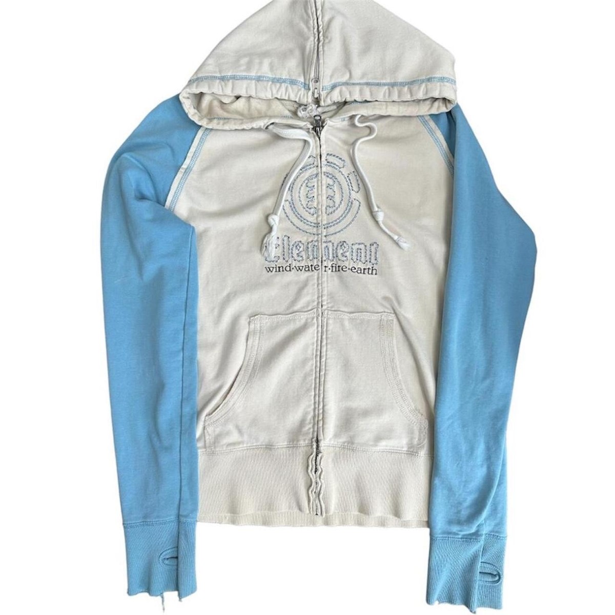 White ELEMENT Skater Vtg Y2K 2000s Mall Goth Skater Zip Up Hoodie Size  Small | eBay