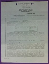 GREGORY PECK - SIGNED - AGENT CONTRACT - 1974