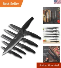 Extreme Sharpness Chef Knife Set - Heavy Duty Black Stainless Steel with Covers